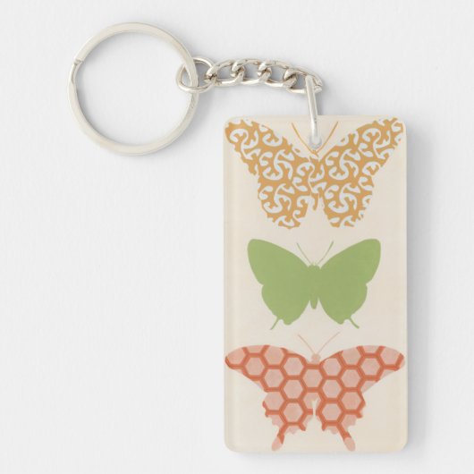 Decoratieve vlinderpatronen op de achtergrond van  sleutelhanger (Voorkant)