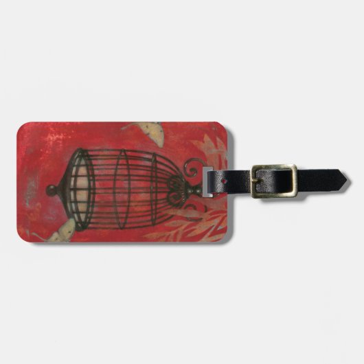 Decoratieve vogel met vlinders bagagelabel (Voorkant horizontaal)