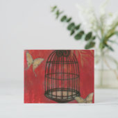 Decoratieve vogel met vlinders briefkaart (Staand voorkant)