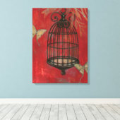 Decoratieve vogel met vlinders canvas afdruk (Insitu (Houten vloer))