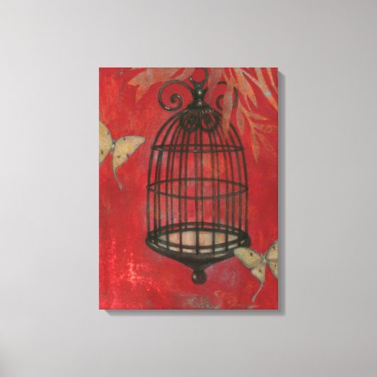 Decoratieve vogel met vlinders canvas afdruk (Voorkant)