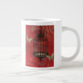 Decoratieve vogel met vlinders grote koffiekop (Rechts)