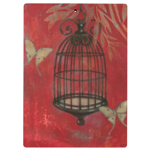 Decoratieve vogel met vlinders klembord (Achterkant)