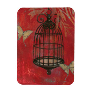 Decoratieve vogel met vlinders magneet