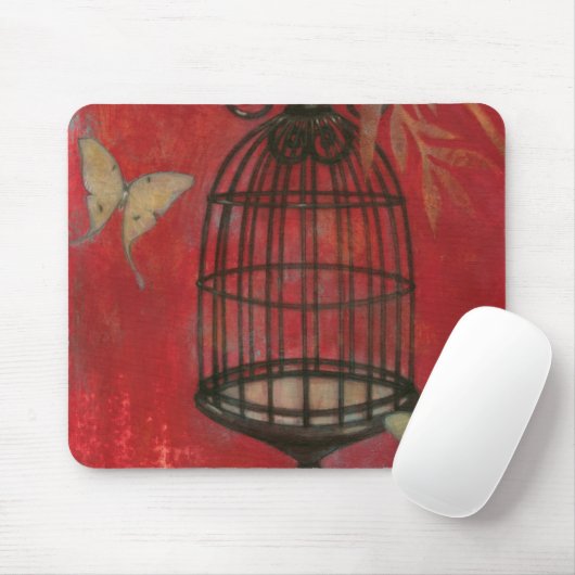 Decoratieve vogel met vlinders muismat (Met muis)