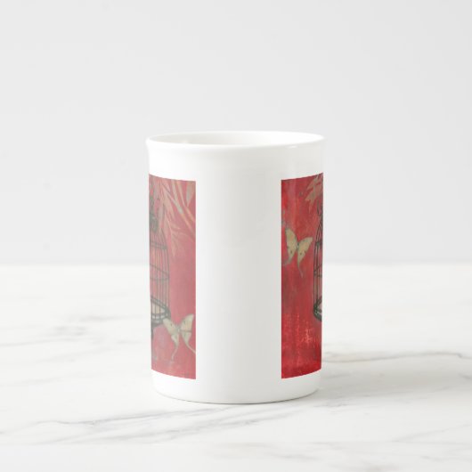 Decoratieve vogel met vlinders porselein kop (Voorkant)