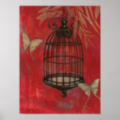 Decoratieve vogel met vlinders poster (Voorkant)