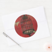 Decoratieve vogel met vlinders ronde sticker (Envelop)