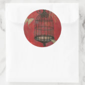 Decoratieve vogel met vlinders ronde sticker (Tas)