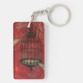 Decoratieve vogel met vlinders sleutelhanger (achterkant)