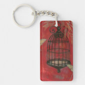 Decoratieve vogel met vlinders sleutelhanger (Voorkant)