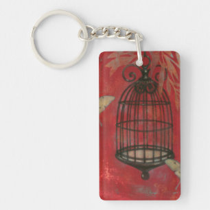 Decoratieve vogel met vlinders sleutelhanger