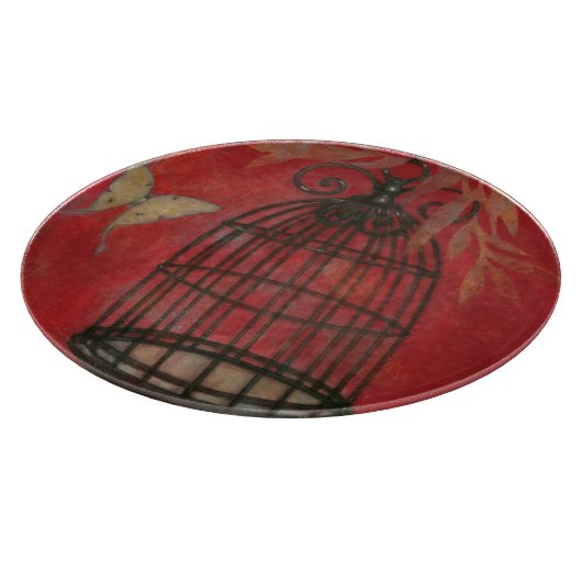 Decoratieve vogel met vlinders snijplank (Hoek)