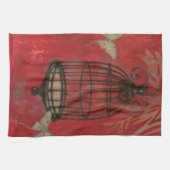 Decoratieve vogel met vlinders theedoek (Horizontaal)