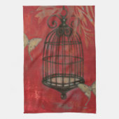 Decoratieve vogel met vlinders theedoek (Verticaal)