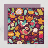 Decoratieve vogels feestdagenkaart (Voorkant / Achterkant)