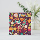 Decoratieve vogels feestdagenkaart (Staand voorkant)