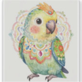 Decoratieve volkskunst papegaai illustratie sticker (Voorkant)