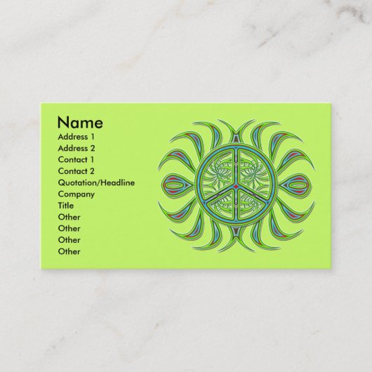 DECORATIEVE VREDESSIGN-VISITEKAARTJES VISITEKAARTJE (Voorkant)