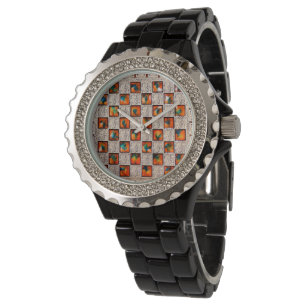 Decoratieve Vrouwen-Strass-Black-Emaille-Horloge Horloge