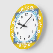 Decoratieve wandklok:Geel Lijst Grote Klok (Hoek)