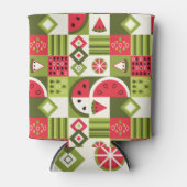 Decoratieve Watermeloen Elementen Art Print Blikjeskoeler (Voorkant)