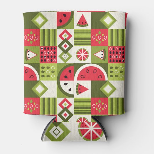 Decoratieve Watermeloen Elementen Art Print Blikjeskoeler (Voorkant)