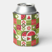 Decoratieve Watermeloen Elementen Art Print Blikjeskoeler (Blikje Achterkant)