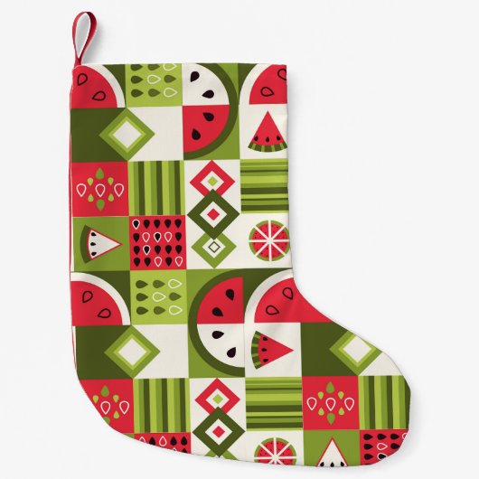 Decoratieve Watermeloen Elementen Art Print Kleine Kerstsok (Voorkant)