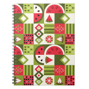 Decoratieve Watermeloen Elementen Art Print Notitieboek