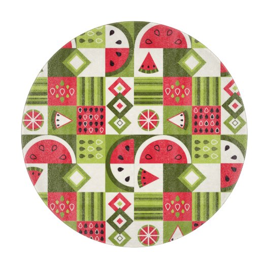 Decoratieve Watermeloen Elementen Art Print Snijplank (Voorkant)