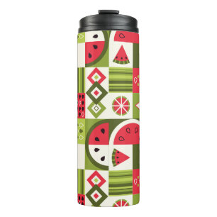 Decoratieve Watermeloen Elementen Art Print Thermosbeker