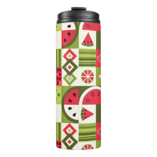 Decoratieve Watermeloen Elementen Art Print Thermosbeker