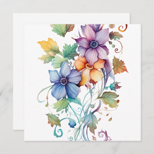 Decoratieve Waterverf bloemen (Voorkant / Achterkant)