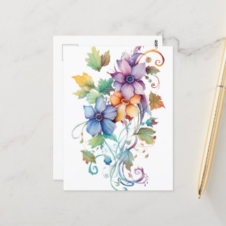 Decoratieve Waterverf bloemen Briefkaart