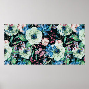 Decoratieve waterverf natuurlijke naadloze vlek poster
