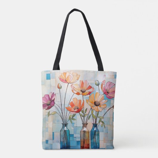 Decoratieve waterverf tote bag (Achterkant)