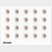 Decoratieve Waterverf Uil met Rozen Vierkante Sticker (Vel)