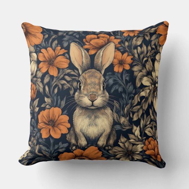 Decoratieve William Morris Konijn Worp Kussen (Voorkant)