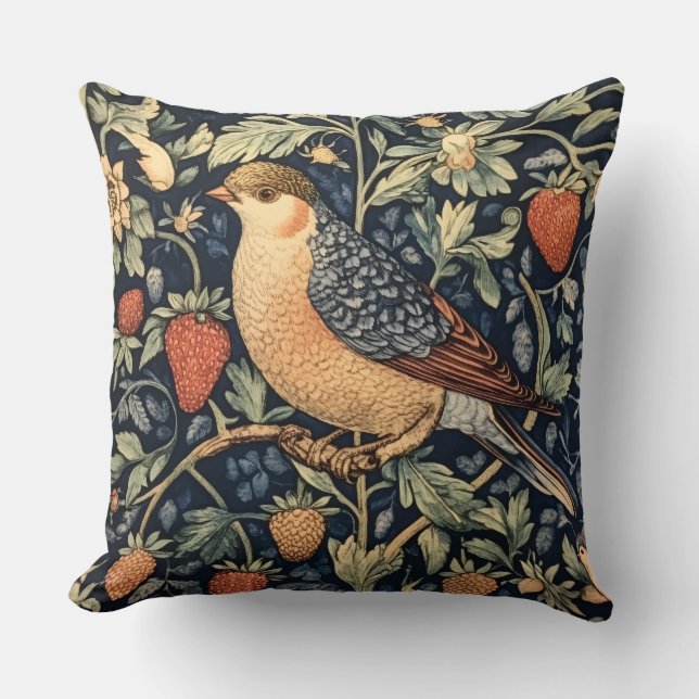 Decoratieve William Morris Vogel Worp Kussen (Voorkant)
