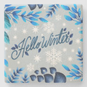 Decoratieve winterbladeren stenen onderzetter (Voorkant)