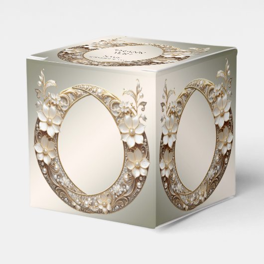Decoratieve witte bloemensieradendoos bedankdoosjes (Voorkant Zijde)