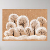 Decoratieve witte bomen. Wintertakken. Een hand-dr Poster (Voorkant)