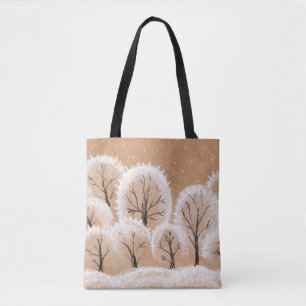 Decoratieve witte bomen. Wintertakken. Een hand-dr Tote Bag