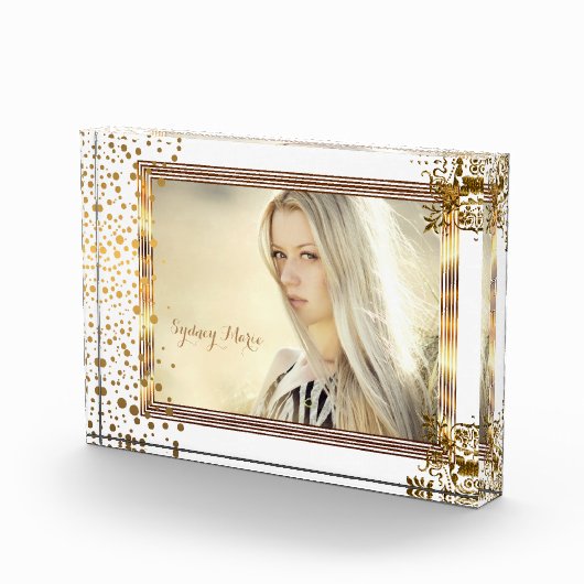 Decoratieve witte en goudConfetti Stippen - DIY Fo Fotoblokken (Rechts)