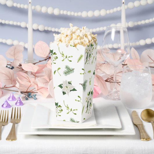 Decoratieve witte groene bloemige popcorn bedankdoosjes (Huwelijk)
