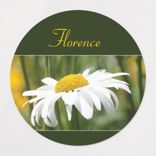 Decoratieve witte madeliefje labels (Design 2)