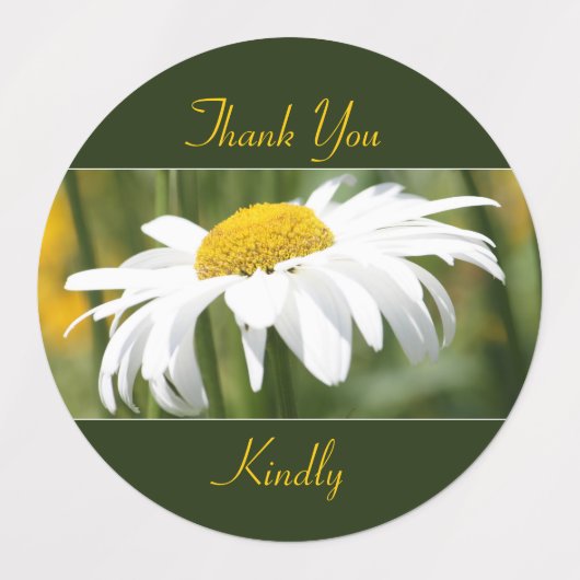 Decoratieve witte madeliefje labels (Design 1)