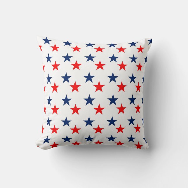 Decoratieve witte rode blauwe sterren kussen (Voorkant)