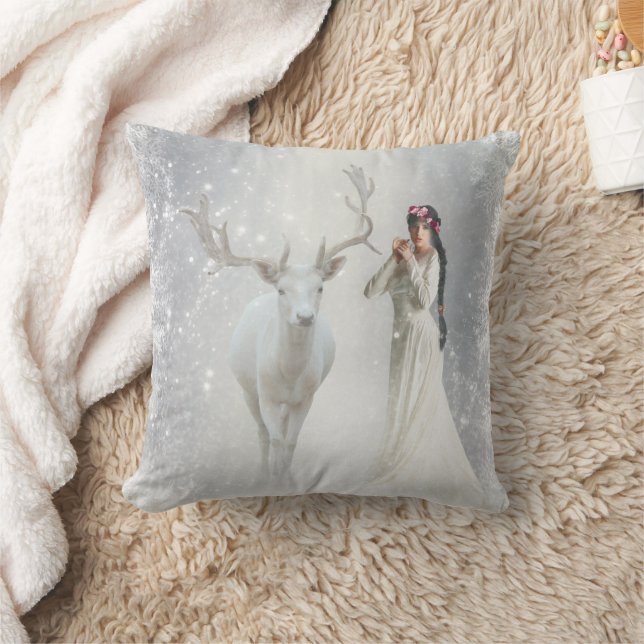 Decoratieve Witte Sneeuw Rendier Prettig Kerstfees Kussen (Deken)